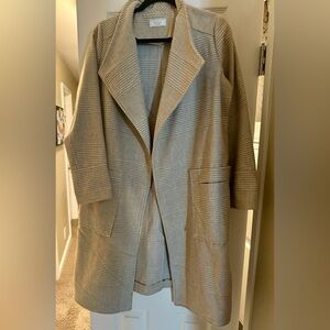 Sage The Label Coat, tan & cream plaid, midi length, size S, never worn